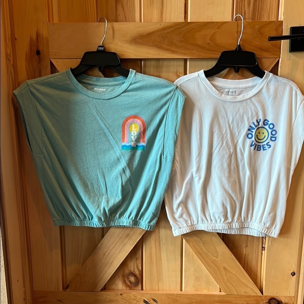 Old Navy Kids Tees - Aqua and White